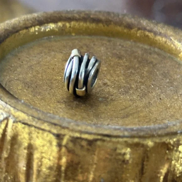 Pandora Two Tone 14K Gold Silver Twisted Rope Charm - Picture 3 of 15